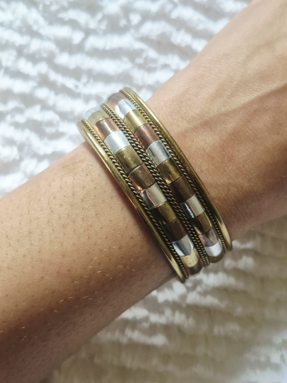 Vintage Tri-Color Copper Cuff Bangle